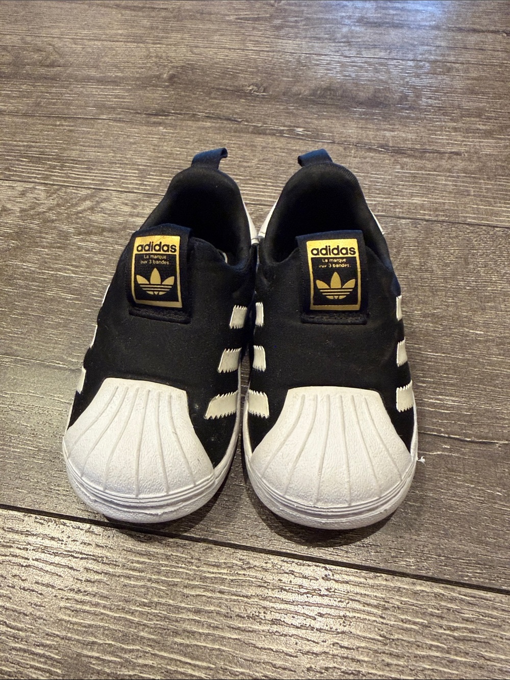 Adidas Superstar 360 Kids Black White Slip-On Sneakers Size 5.5K